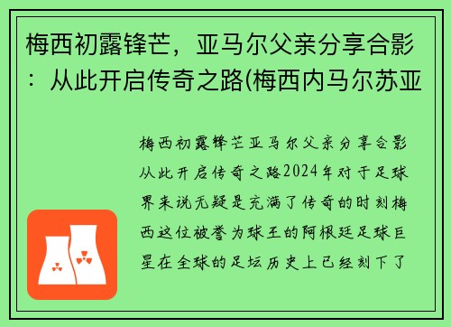 梅西初露锋芒，亚马尔父亲分享合影：从此开启传奇之路(梅西内马尔苏亚雷斯谁最厉害)